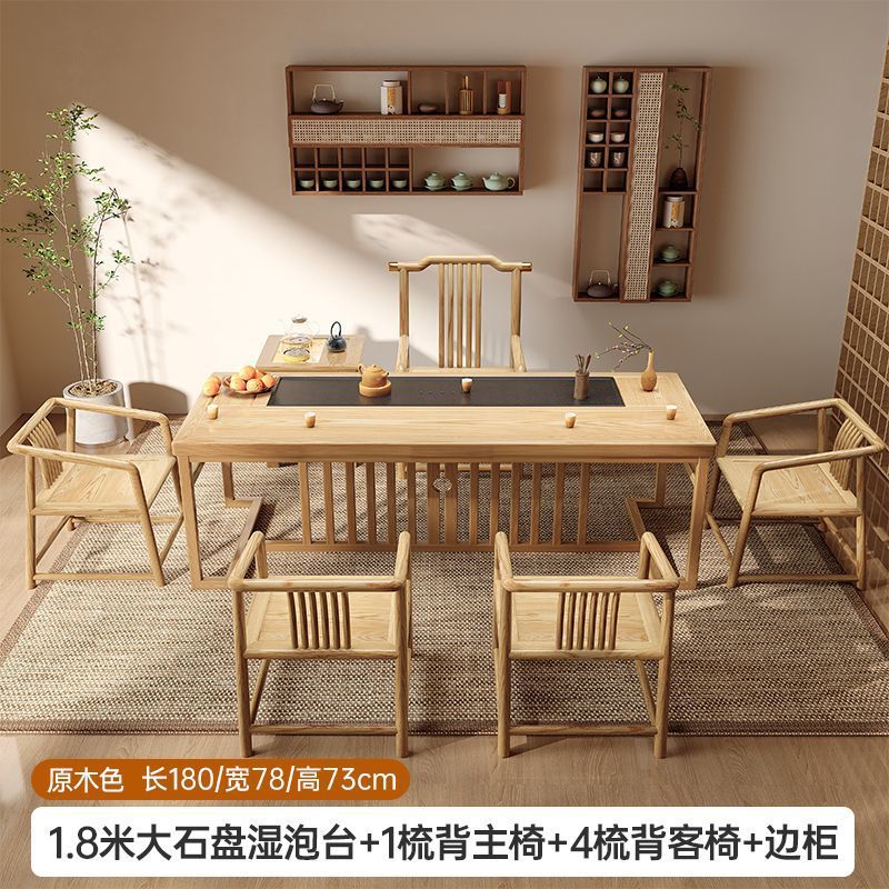 1.8m 습식 버블 테이블 + 등받이 메인 의자 1개 + 등받이 게스트 의자 4개 + 사이드 캐비닛