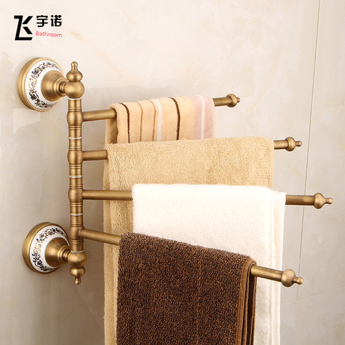 Full Copper European Style Towel Rack Set Bathroom and Toilet Porcelain Blue Bath Towel Rack Storage Shelf Bathroom Hardware Hooks