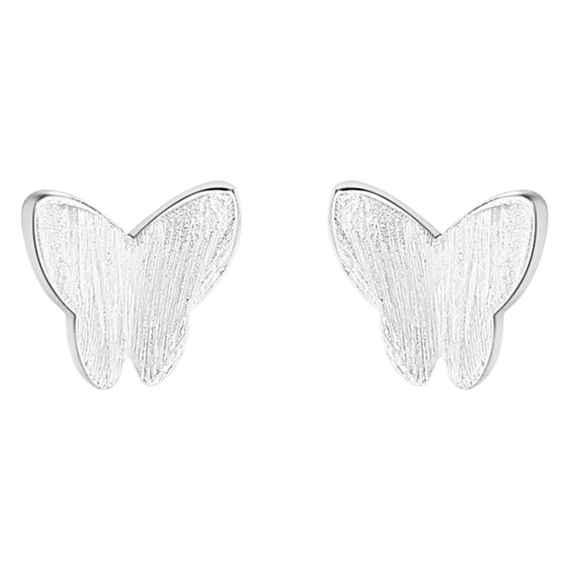 Corea del Sur pendientes pequeños pendientes simples pendientes de estudiante joyería lote estilo coreano s925 pendientes de plata esterlina pendientes de mariposa cepillados