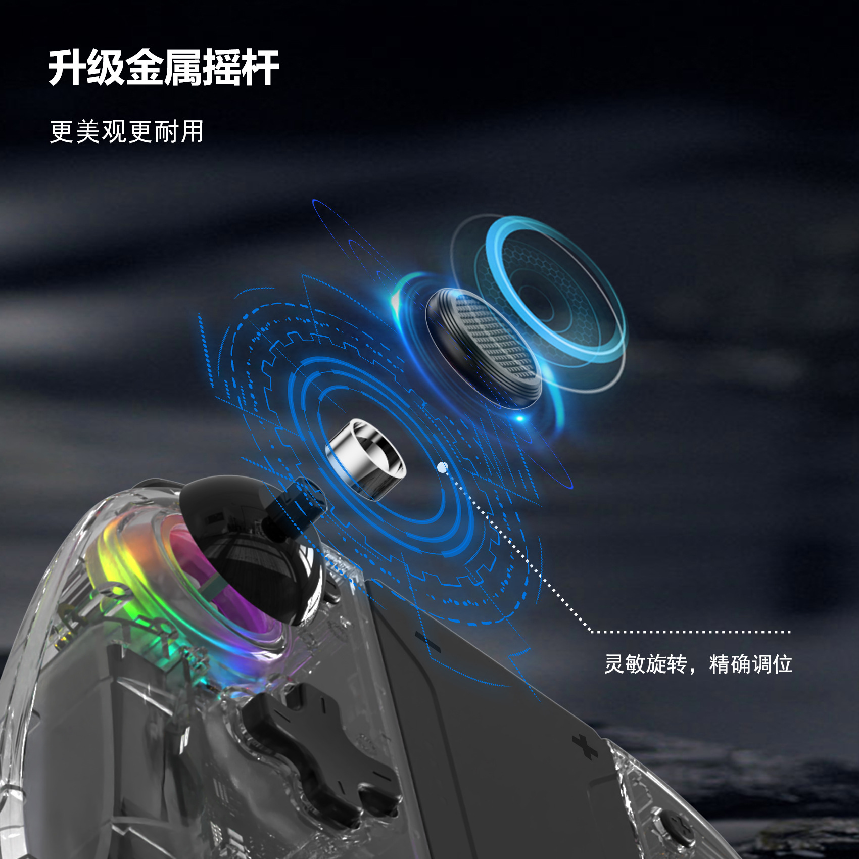 LinYuvo Joint Tour interruptor alegría con Bluetooth mango colorido RGB colorido luz macro función izquierda y derecha mango