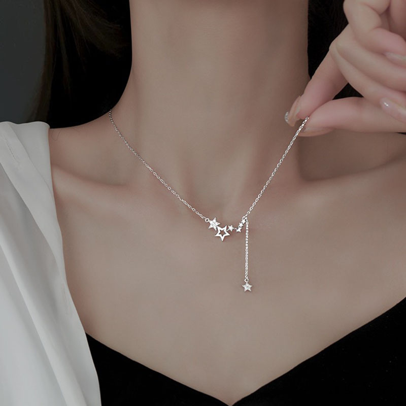 Drilled pentagonal star necklace, cool style, light luxury, star, niche, collarbone chain accessory, summer new design, sense of fashion, trendy