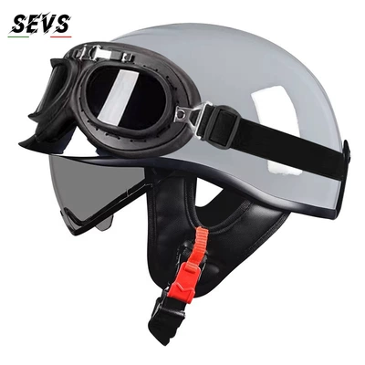 Motosiklet kaskı (dəbilqə) — vehicle helmet, Japanese-style scoop helmet - cement-gray-tea-colored-lenses-black-frame-glasses-m