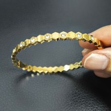 欧美风时尚简约手镯 电镀18K不掉色镶钻满天星百搭个性不锈钢手镯