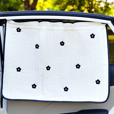 Car curtains — block baby car interior shading - flower-embroidered-quilted-edge-curtain