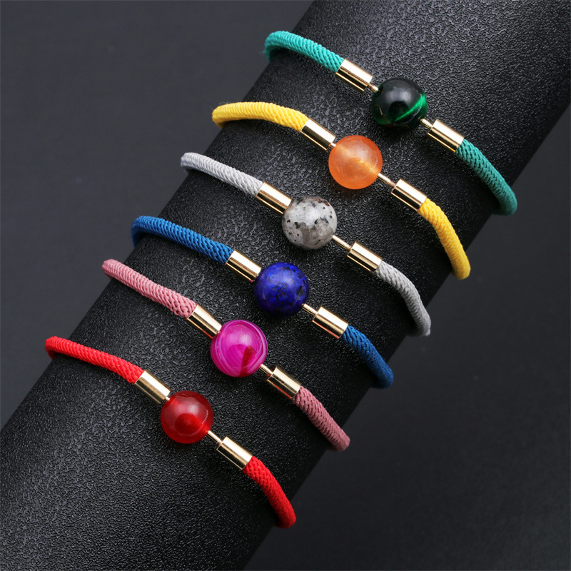 Europeo y americano transfronterizo color retráctil ajustable cuerda básica pulsera 10mm perlas rojo Milán cuerda DIY pulsera