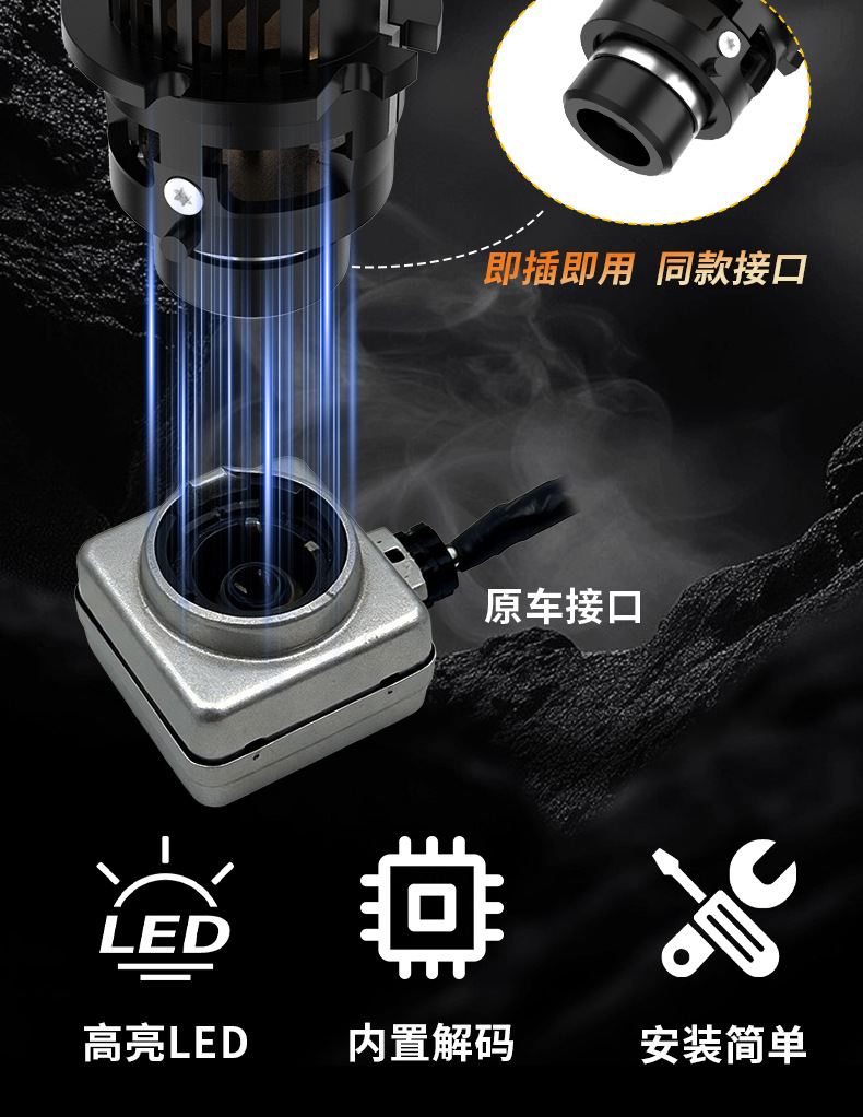 Cross-border exclusive supply of ultra-bright car LED headlights D2S xenon lamp D4S high/low beam 250W focused front light