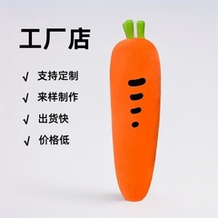新しいニンジンのベッドの上で枕を抱きます。