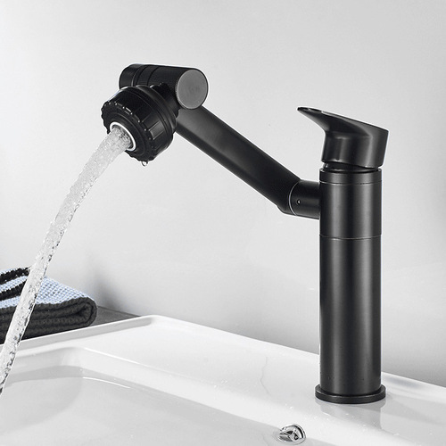 All-copper Lucky Cat washbasin hot and cold faucet washbasin basin household basin rotating black single-hole faucet