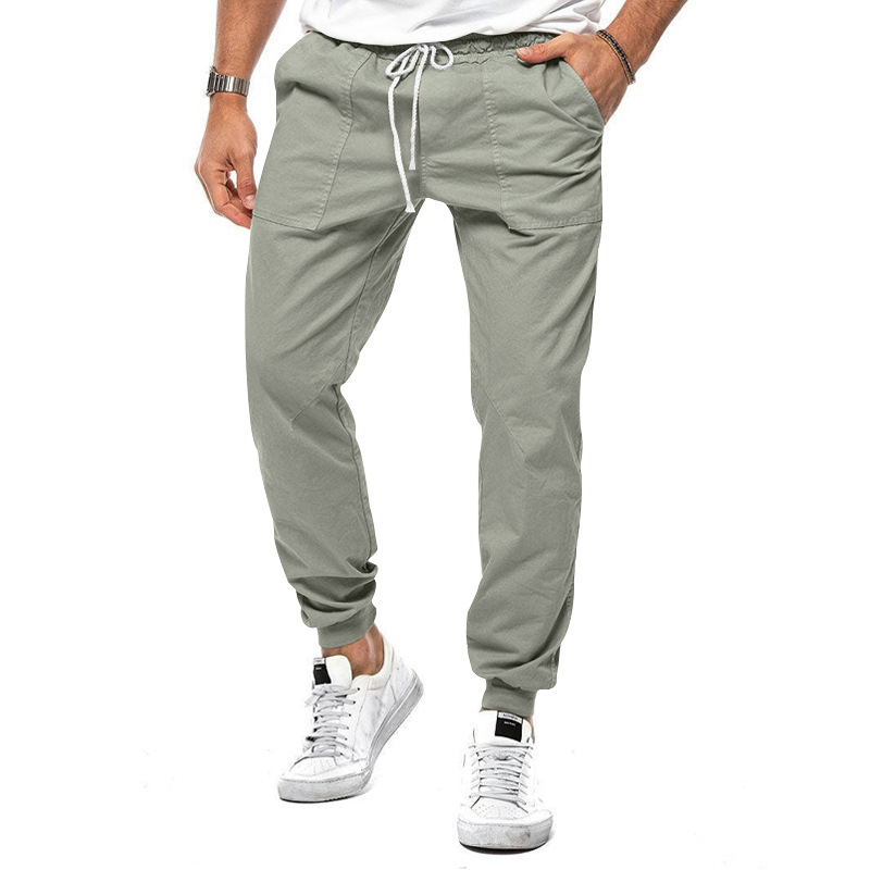 2024 Men's Spring And Summer New Style Classic Drawstring Pants Solid Color Woven Casual Sports Work Trousers Plus Size Men's Clothing_voghion.com