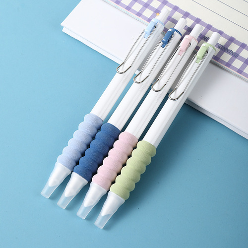  New Soft Grip Sponge Decompression Press Pen Round Grinding Small Tip 0.38 Ink Bag Student Writing Pen