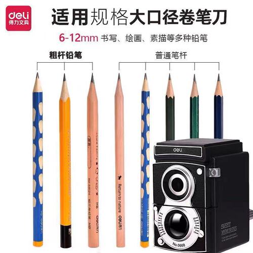 Deli Pencil Sharpener 0668 Retro Camera Pencil Sharpener Creative Hand Pencil Sharpener Student Gift Pencil Sharpener