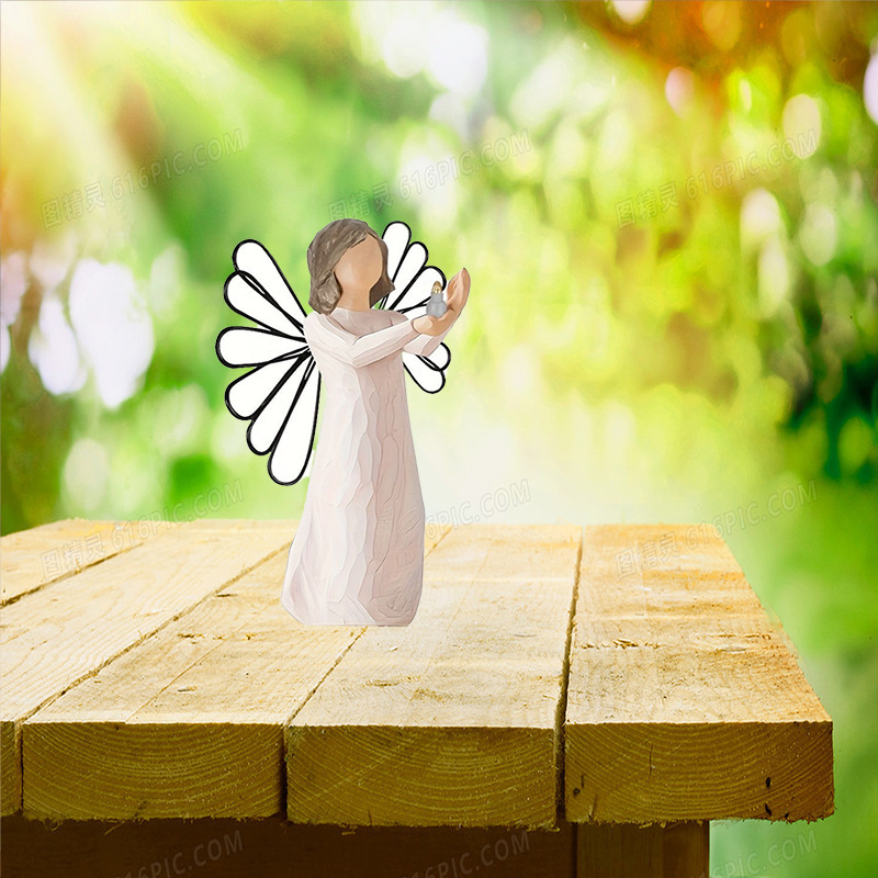 Cross-Border New Product Free Angel Statue Creative Home Decoration Hand-Painted Sculpture Christmas Gift