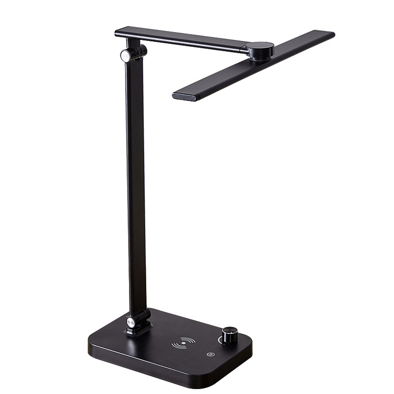 Klappbare LED-Augenschutz-Schreibtischlampe, kabelloses Aufladen, Aluminiumlegierung, stufenlos dimmbar, 3 Farbtemperaturen, USB-LED-Leselampe_voghion.com