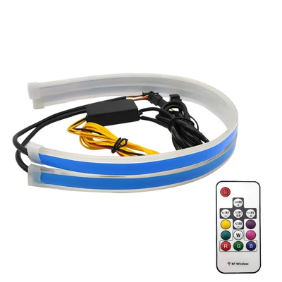 Cross-Border Streamer Daytime Running Lights Plus Running Water Turn Lights Multi-Functional Car Daytime Running Lights Without Disassembly of Wires (Gündüz işıqları) - 30cm-price-for-a-pair-in-bags-remote-control-model-with-steering-function