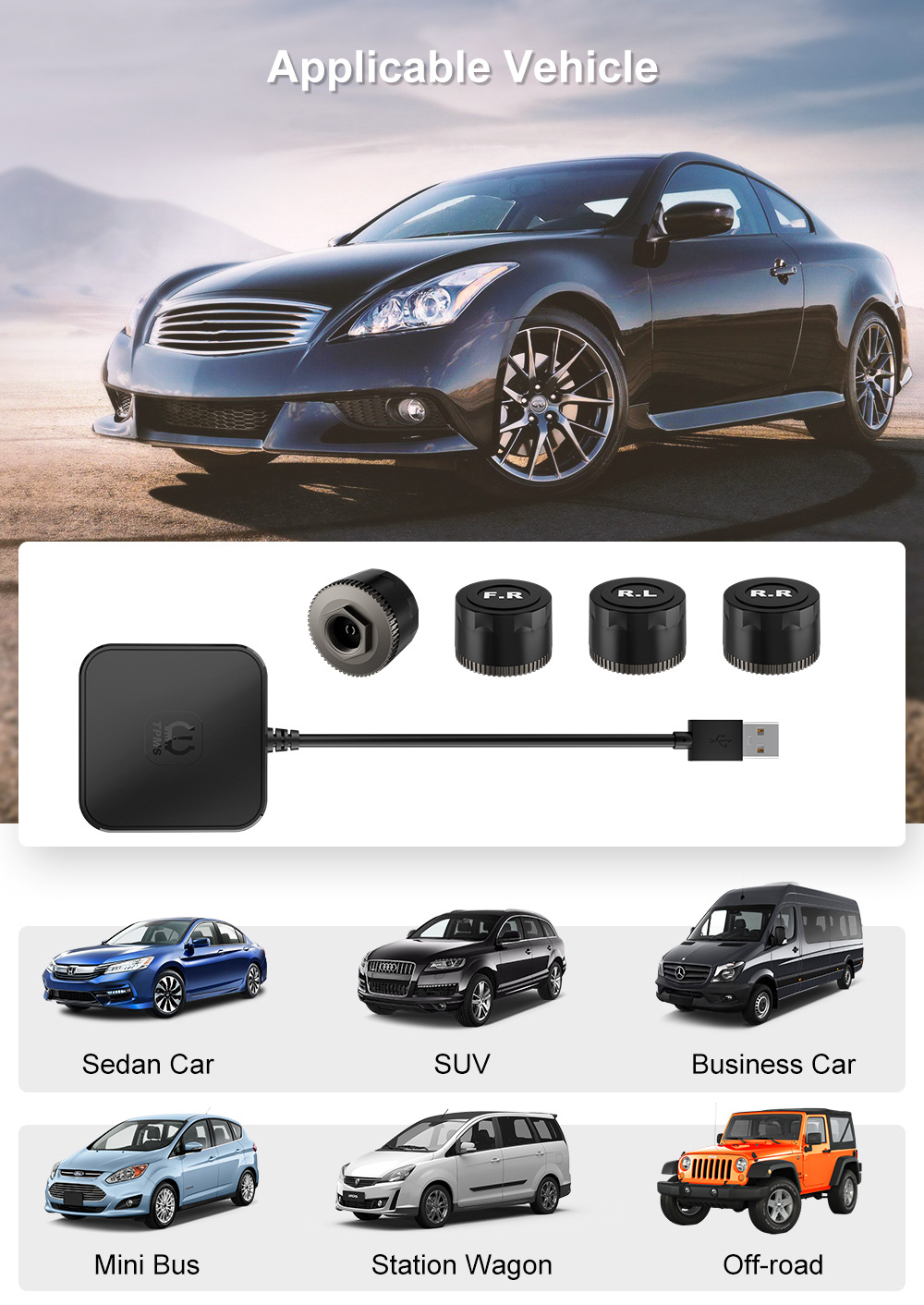 Android tire pressure monitoring system USB tire pressure large screen navigation dedicated tire pressure TPMS external built-in