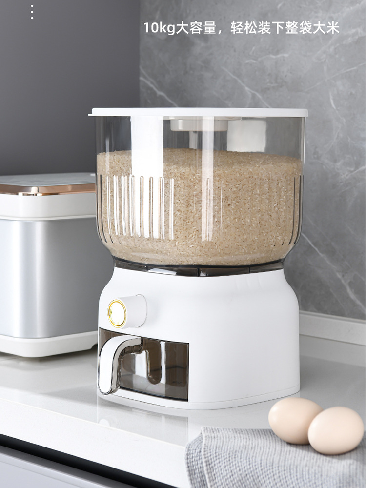 Transparent rice bucket anti-insect and moisture-proof thick rice barrel rice flour storage tank household storage box rice storage box cross-border 