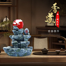 跨境创意个性香薰中式摆件树脂倒流香炉家用室内塔香熏香檀香炉