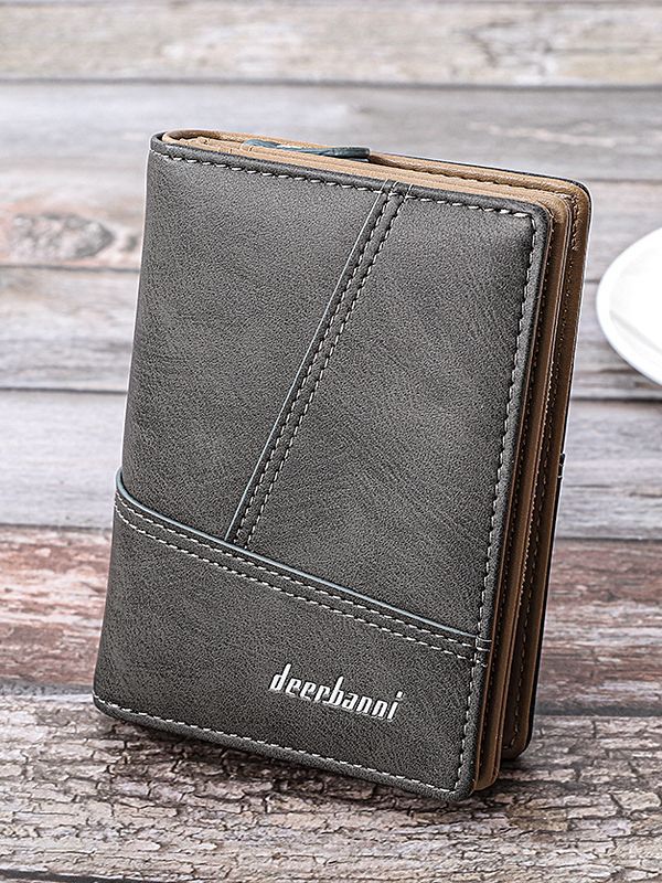 Transfronterizo de Europa y América multi-funcional bolso de los hombres de la vendimia de la cadena suave billetera de costura corta de dos veces al por mayor de los hombres