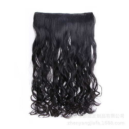 European and American cross-border wig piece, one-piece female hair extension, five-clip seamless chemical fiber curtain curling piece wholesale