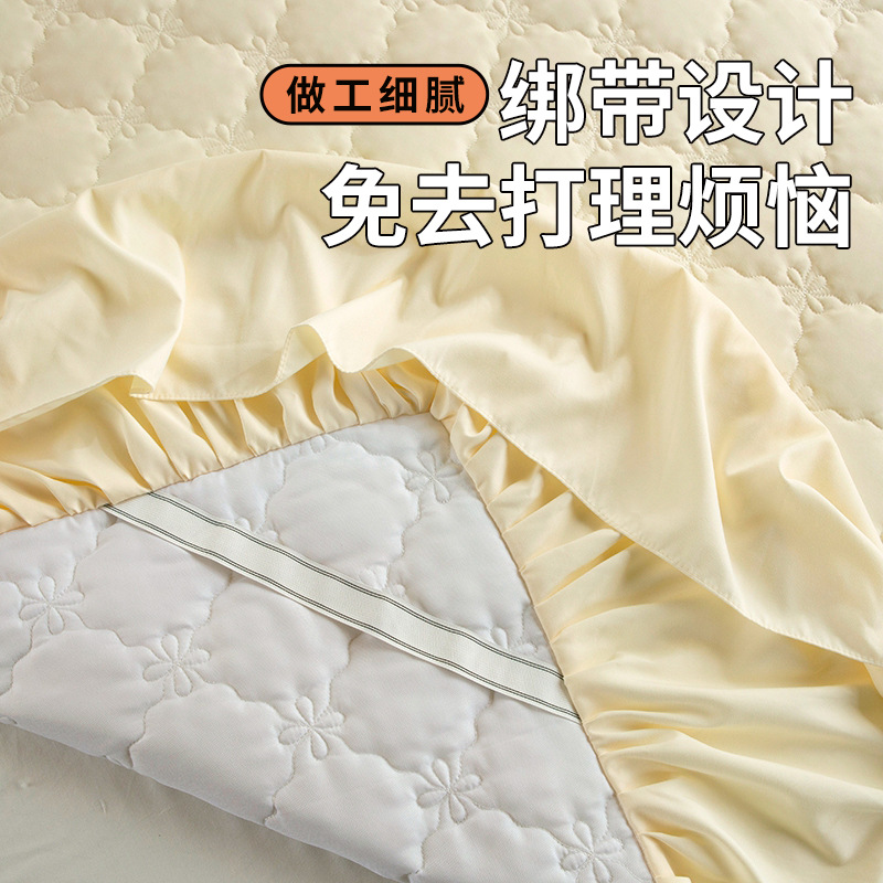 Una sola pieza de falda de cama de algodón 2025 nueva cubierta de cama a prueba de polvo, sábanas de algodón, cinturón, falda antideslizante general, cuatro estaciones