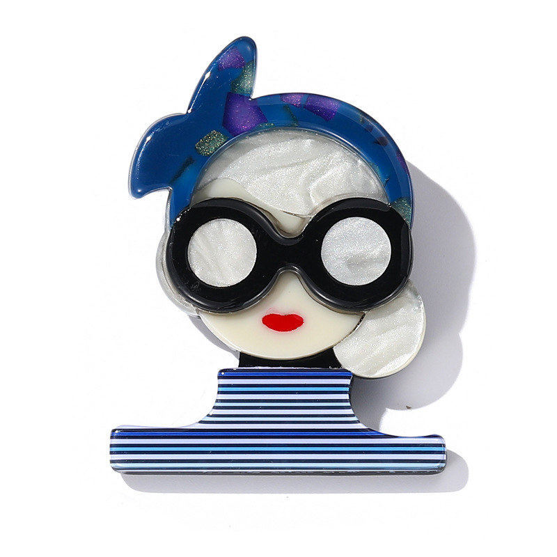 Azul núcleo de dibujos animados transfronterizos bowknot broche de mujer broche broche accesorios de ramillete decoración de joyería accesorios de acrílico colgante