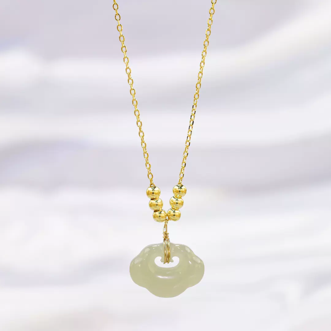 小红书热销新中式平安锁和田玉项链抖音直播款国风和田玉吊坠套链