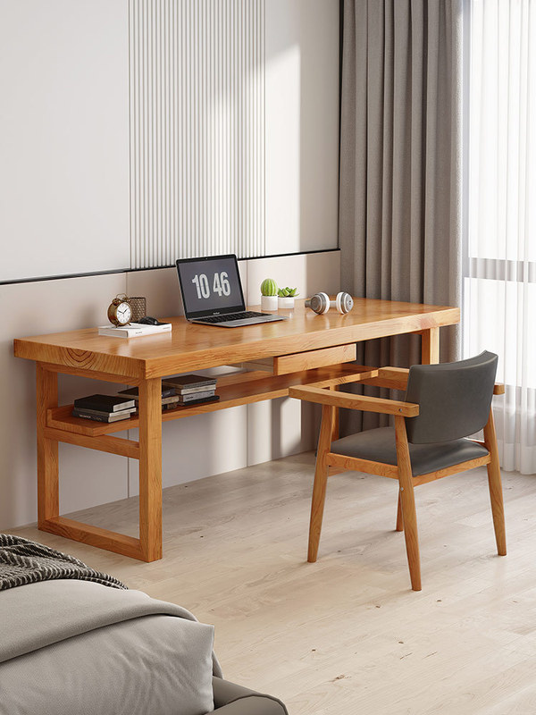 40-60CM Wide Nordic Solid Wood Wall Narrow Long Double Desk Balcony Office Workbench Home Computer Desk