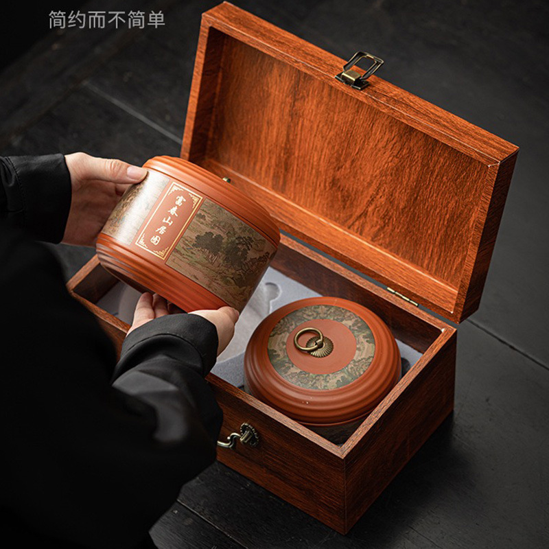 Small tea box ceramic purple sand Pu'er awakening tea can sealed retro household moisture-proof tea can manufacturer wholesale