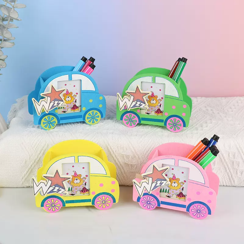 创意木制笔筒办公文具童趣学习笔筒wizz木质小汽车笔筒工厂批发