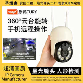 涂鸦声光警戒星光监控摄像头WIFI有线迷你球机高清黑光全彩夜视