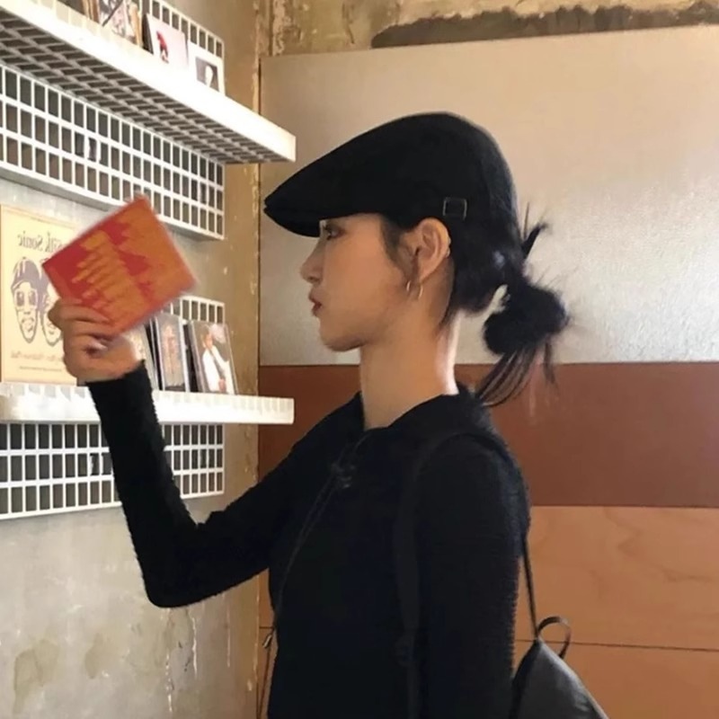 2025新款纯色日系复古前进帽子女款春夏款显脸小贝雷帽男休闲百搭|undefined