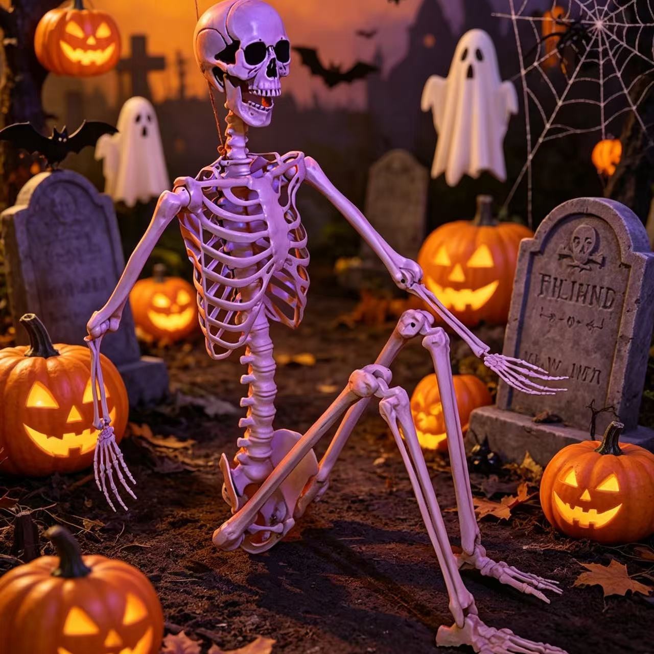 Nuevo esqueleto transfronterizo de 240 cm para Halloween, decoración colgante desmontable, suministro directo de fábrica de Amazon.