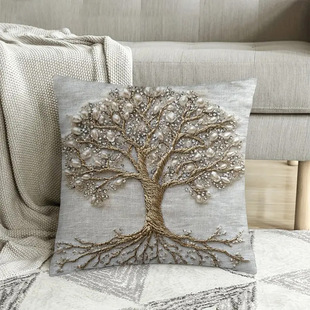 2D Flat Printed Pillow Case Simple Luxury Tree of Life Cushion Cover Living Room Sofa Decorative Pillow Without Core