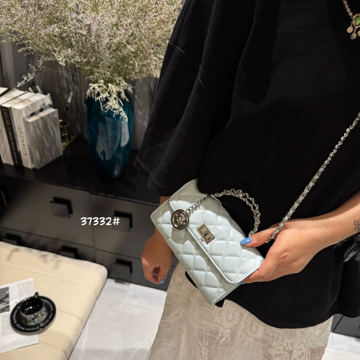 Элегантная модная сумка через плечо с диагональным рисунком, стиль Chanel, сумка на цепочке
