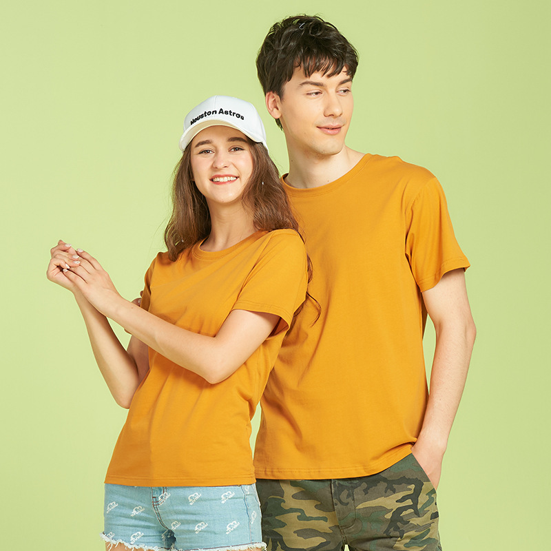Combed Cotton 210g 40-Count Double Yarn Short-Sleeve T-Shirt for Men and Women, Solid Color Small Collar Short-Sleeve Base Shirt, Pure Cotton High-End Brand Combed Cotton 210g 40-Count Double Yarn Short-Sleeve T-Shirt for Men and Women, Solid Color Small Collar Short-Sleeve Base Shirt, Pure Cotton High-End Brand