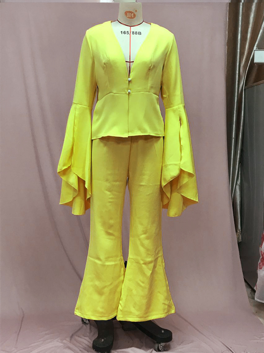 GraceChic 2025 Spring New Goddess Style Elegant Fashion Blazer Jacket High Waist Flared Pants Two-Piece Set For Women_voghion.com