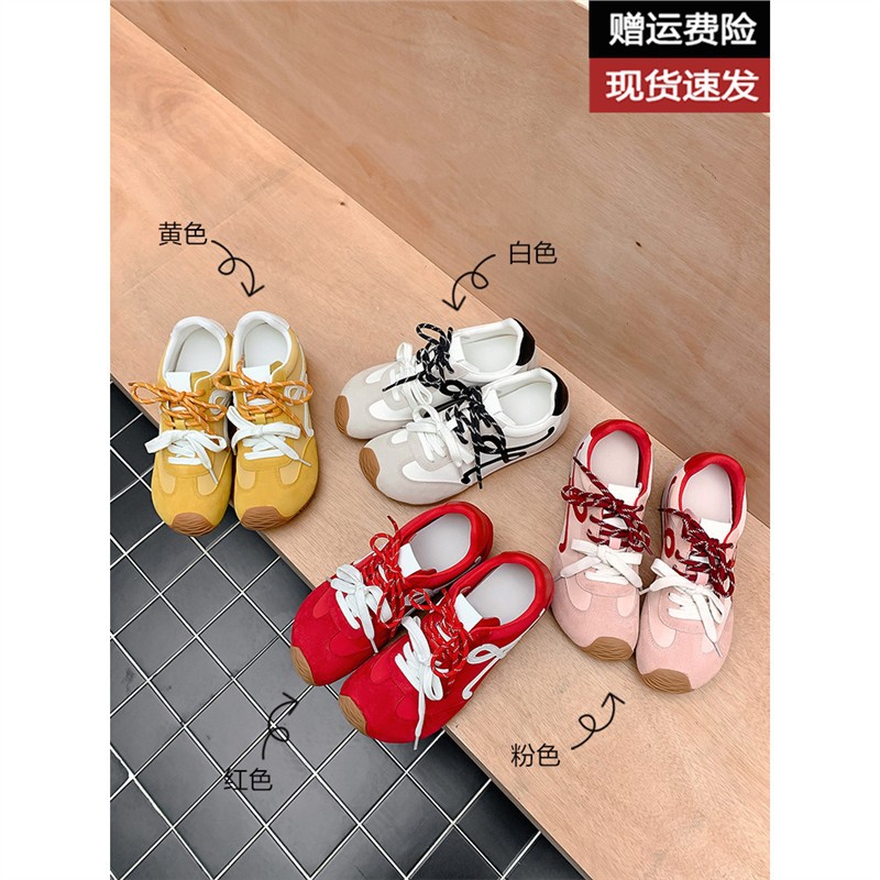 明星同款~7cm隐形内真皮德训鞋女春季复古厚底休闲运动阿甘鞋