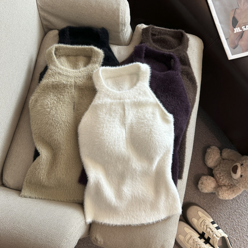 Mink Velvet Camisole for Women with Chest Pads, 2026 Early Spring New Style, Sexy Sleeveless Halter Top Mink Velvet Camisole for Women with Chest Pads, 2026 Early Spring New Style, Sexy Sleeveless Halter Top