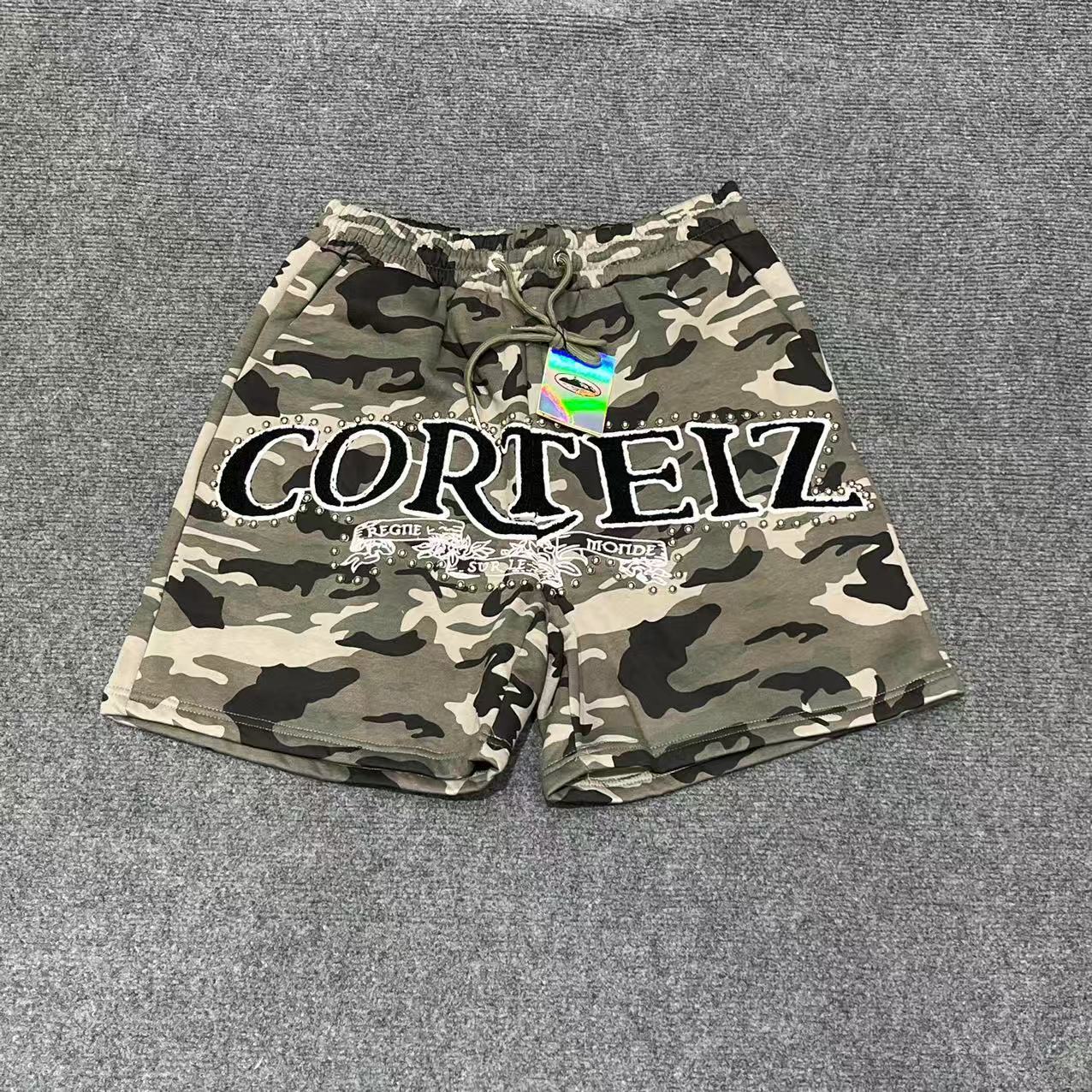 Marca de moda Alcatraz tira reflectante letra impresa camiseta de mangas cortas para hombres y mujeres callejera pantalones cortos casuales set Old Money Style