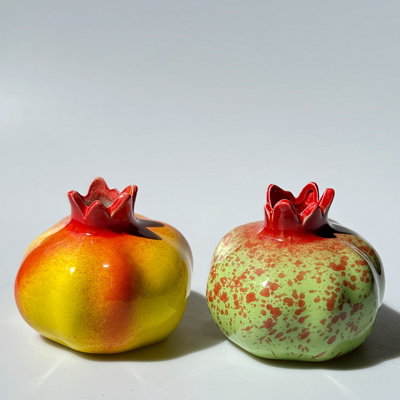 越境みかん水培創意陶磁器ザクロ花瓶生け花置物装飾プレゼントins風シミュレーション小花器|undefined