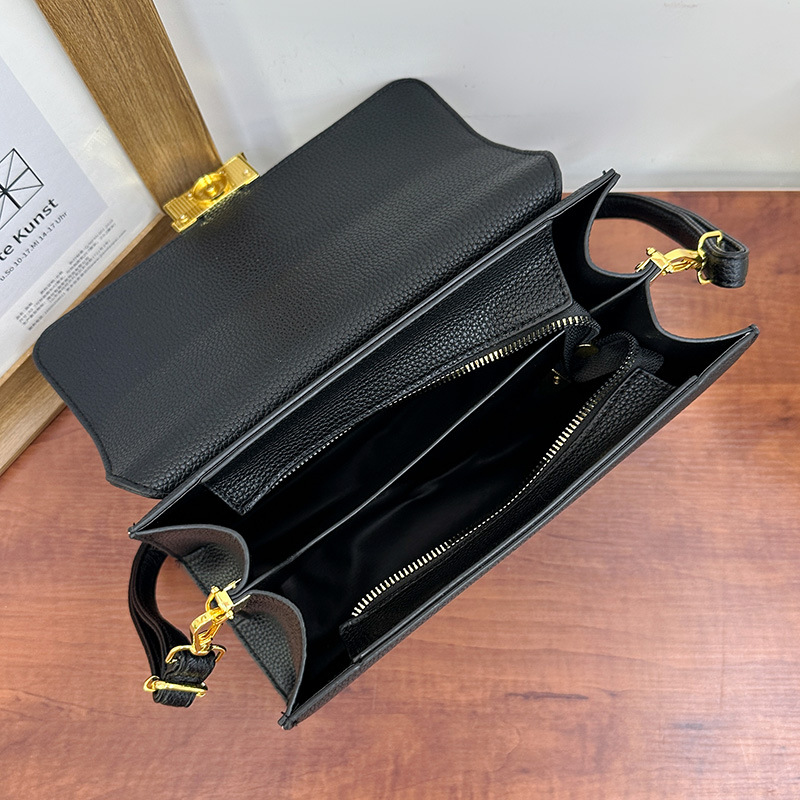 2024 comercio exterior nuevo estilo portátil gran Kelly bolso de mensajero de un solo hombro de cuero de alta calidad bufanda de seda con patrón de lichi marea