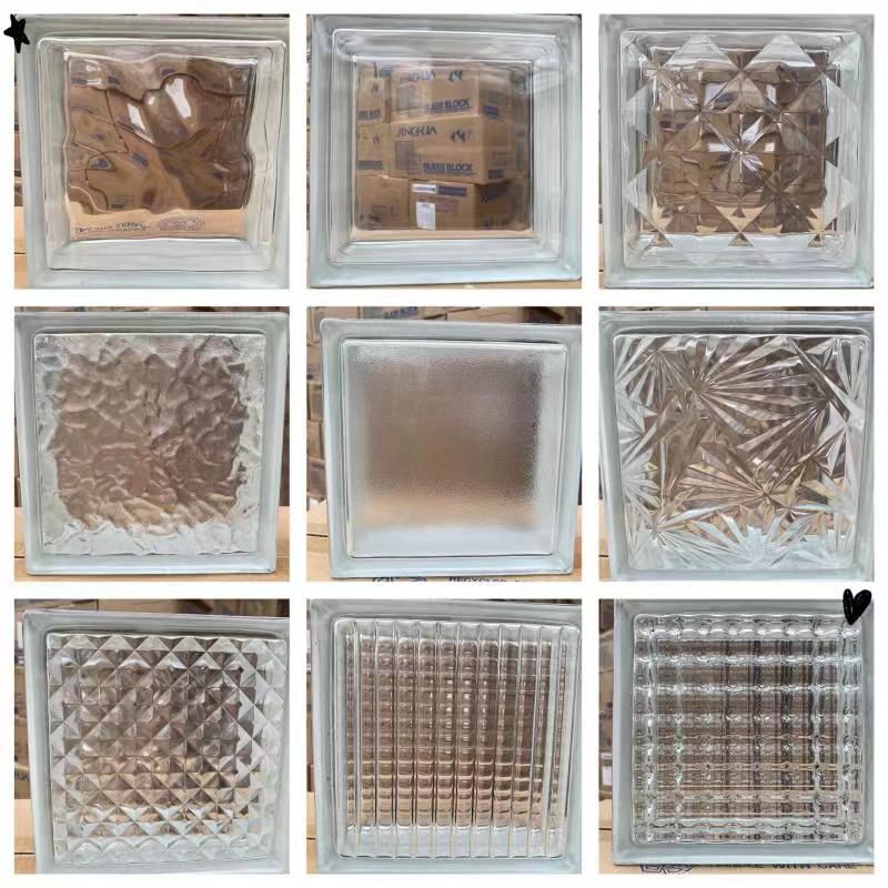 Transparente de doble cara ladrillo de cristal ladrillo de burbuja cuadrada puerta de entrada pared de mampostería ladrillo de cristal sólido ladrillo de cristal ladrillo de vidrio