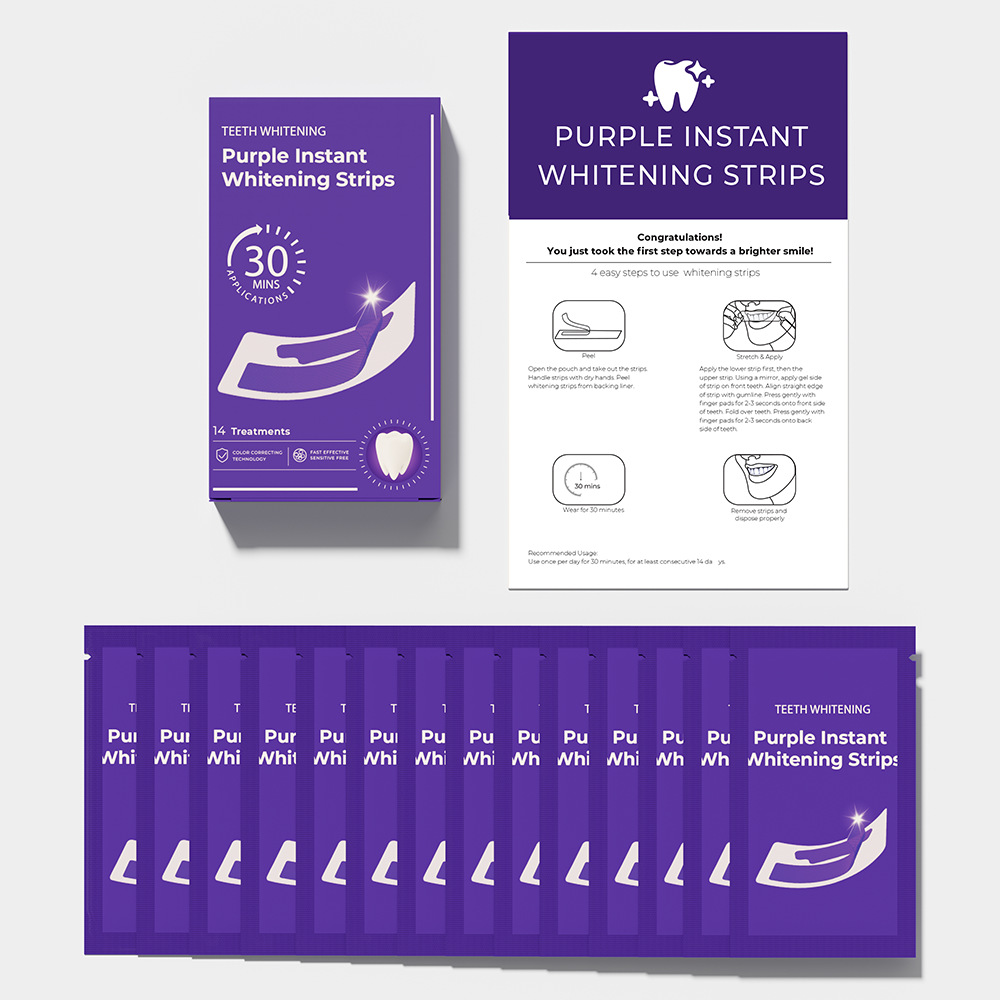 Bandes blanchissantes pour les dents Same Color Instant V34 Violettes Neutralisantes - Kit Hygiène et Beauté Bucco-dentaires_voghion.com
