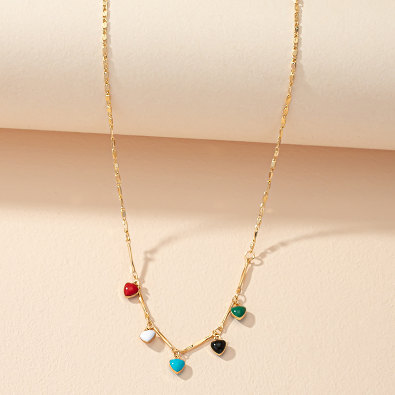 simple heart necklace hip hop sweater chain necklace women accessories wholesale