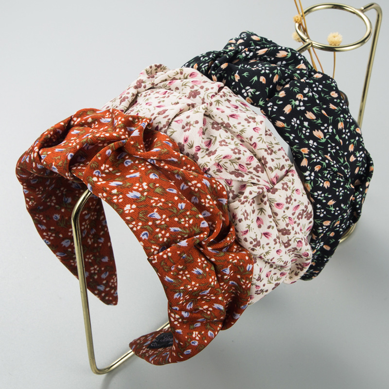 Korea New Fashion Small Floral Fabric Pleated Headband Wide Brim Hair Accessories display picture 2