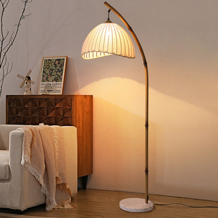 Floor Lamp Vintage Chinese Style Zen Homestay Bamboo Art Living Room Tea Room Study Reading Bedside Lamps