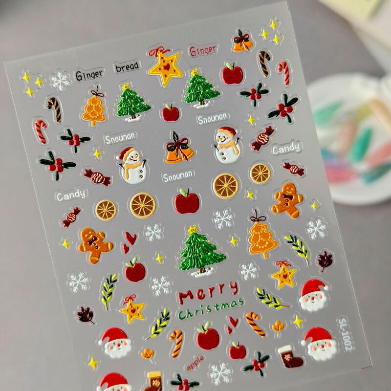Winter Christmas tree nail stickers 5D relief three-dimensional adhesive Christmas holiday decorations nail stickers SL Winter Christmas tree nail stickers 5D relief three-dimensional adhesive Christmas holiday decorations nail stickers SL