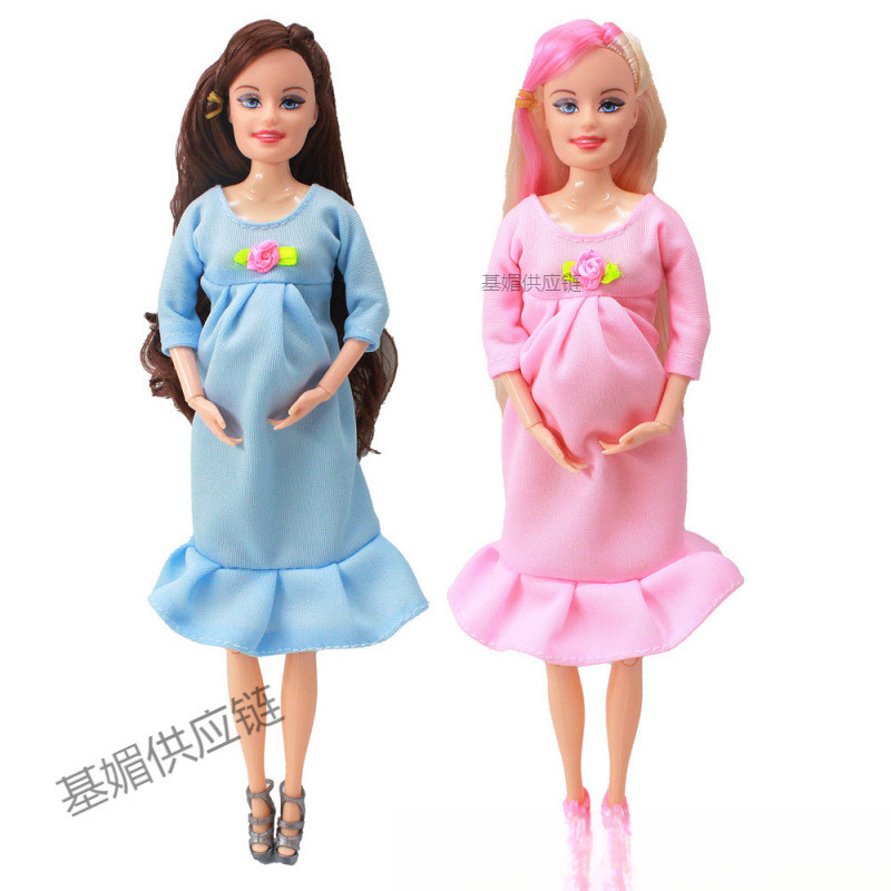 11.5inch Fashionable Multifunctional Movable Joint Pregnant Barbie Doll Princess Girl Who Can Give Birth to a Baby with a Big Belly
