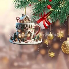 クロスボーダー新製品アクリルフラットタグクリスマスツリーホームデコレーションペンダント