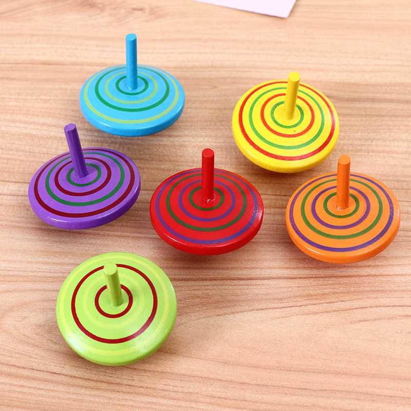 wooden table spinning top
